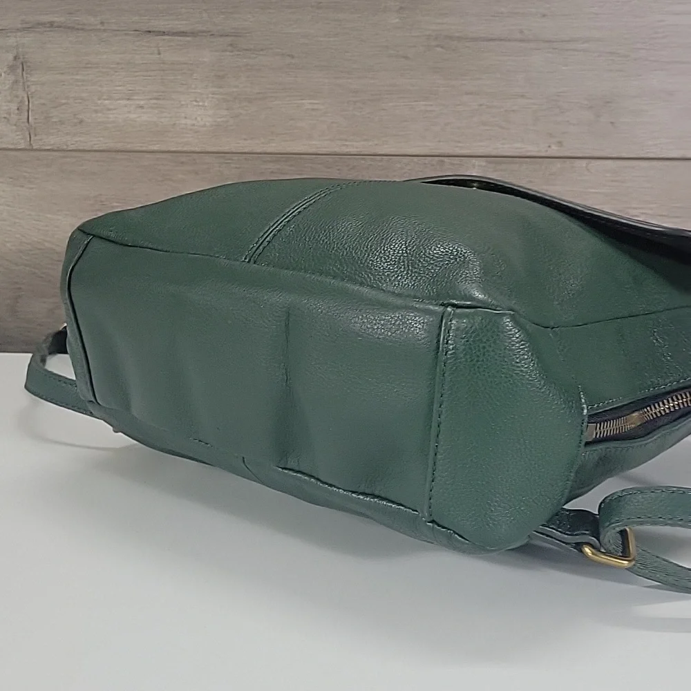 Fossil Green Leather Backpack Shoulder Bag